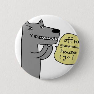 Badge Rond 5 Cm Loup (blanc)
