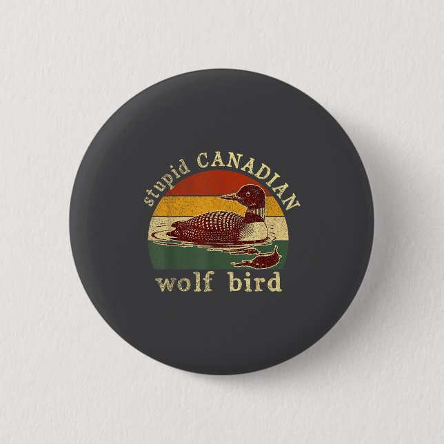 Badge Rond 5 Cm Loup canadien stud drôle oiseau plongeur plongeons (Devant)