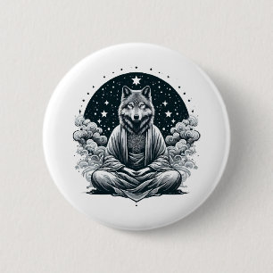 Badge Rond 5 Cm Loup conscient