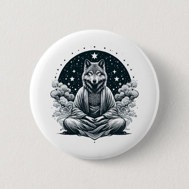 Badge Rond 5 Cm Loup conscient (Devant)