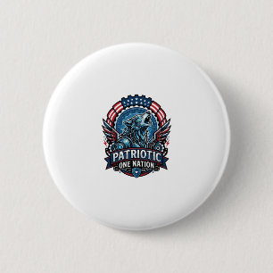 Badge Rond 5 Cm Loup Cyberpunk Liberté Ai Patriotique Futur Libert