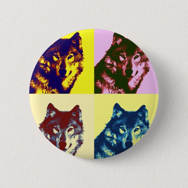 Badge Rond 5 Cm Loup d'art pop (Devant)