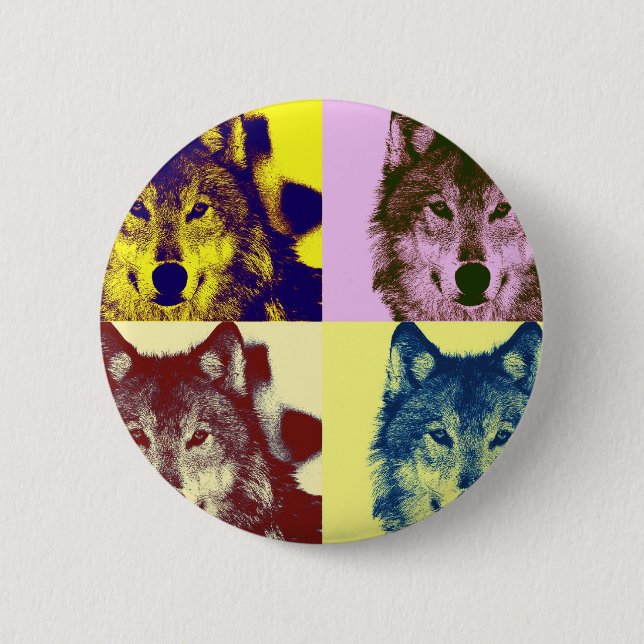 Badge Rond 5 Cm Loup d'art pop (Devant)