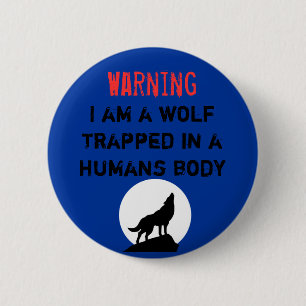 Badge Rond 5 Cm Loup d'avertissement