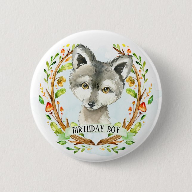 Badge Rond 5 Cm Loup de bébé mignon (Devant)