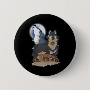Badge Rond 5 Cm Loup de chasseur à la lune Gray Wolf chasse Wolf A