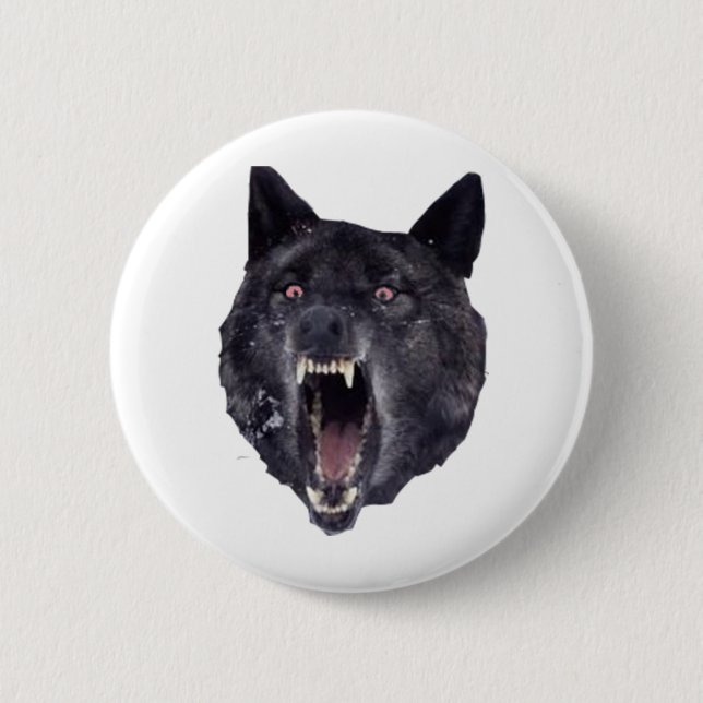 Badge Rond 5 Cm Loup de folie (Devant)