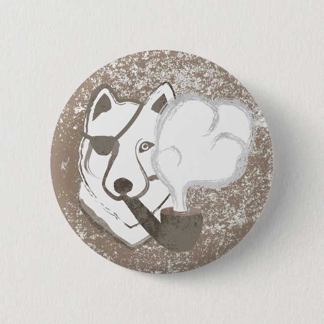 Badge Rond 5 Cm Loup de tabagisme (Devant)