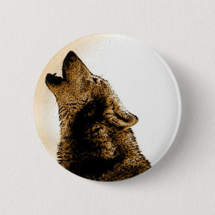 Badge Rond 5 Cm Loup d'hurlement