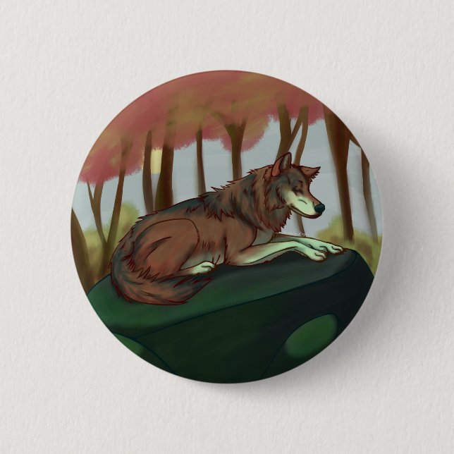 Badge Rond 5 Cm Loup européen (Devant)