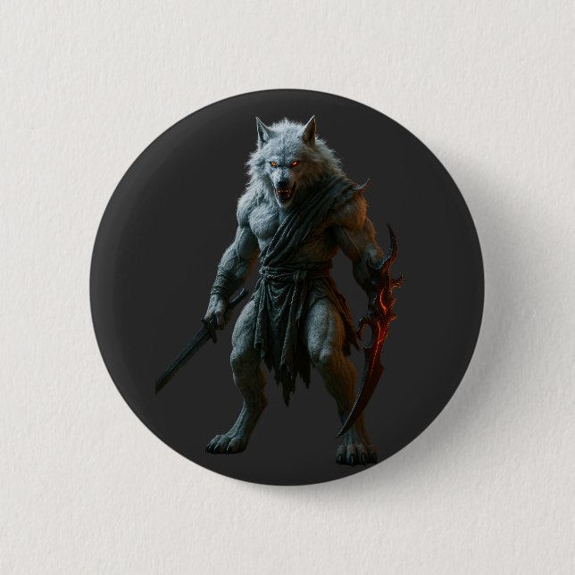 Badge Rond 5 Cm Loup-garou arctique (Devant)
