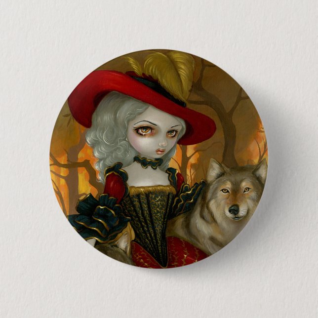 Badge Rond 5 Cm "Loup-Garou :  bouton de d'Automne" (Devant)
