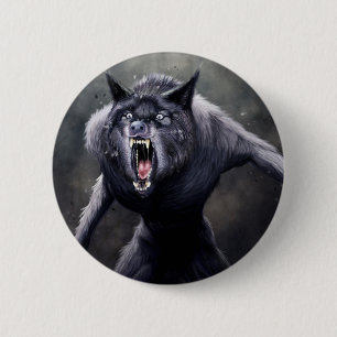 Badge Rond 5 Cm loup-garou effrayant