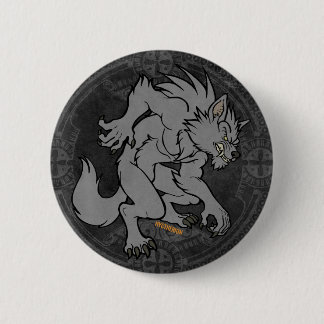 Badge Rond 5 Cm Loup-garou gris