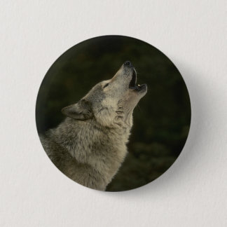 Badge Rond 5 Cm Loup gris