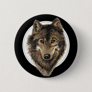 Badge Rond 5 Cm Loup, loups, animal d'aquarelle, nature