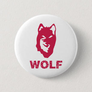Badge Rond 5 Cm Loup (rouge)