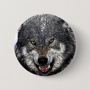 Badge Rond 5 Cm Loup sauvage
