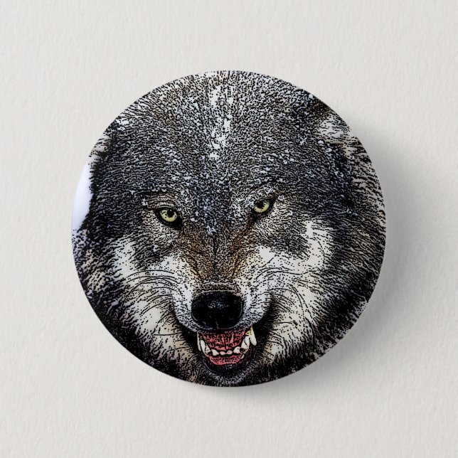 Badge Rond 5 Cm Loup sauvage (Devant)