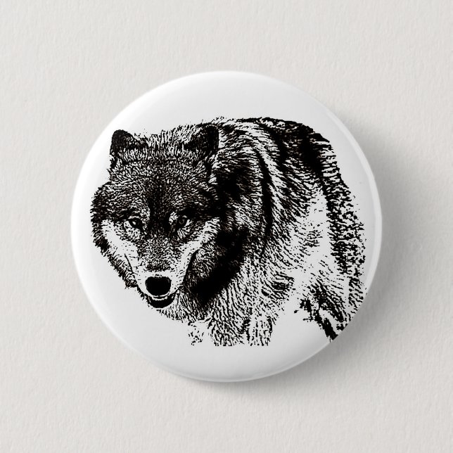 Badge Rond 5 Cm Loup sauvage (Devant)