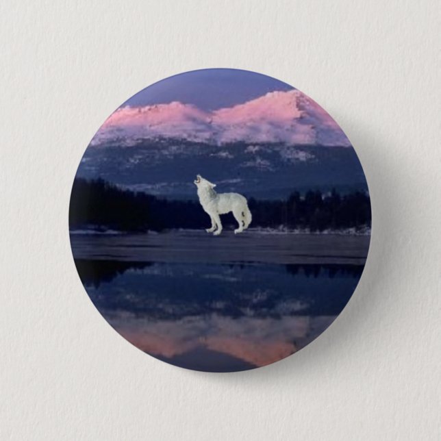 Badge Rond 5 Cm Loup seul (Devant)