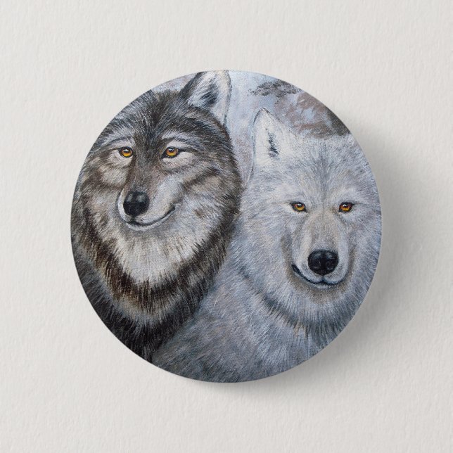 Badge Rond 5 Cm Loups d'âme s?ur (Devant)
