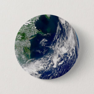 Badge Rond 5 Cm L'Ouragan Frances Sur Une Terre Partielle.