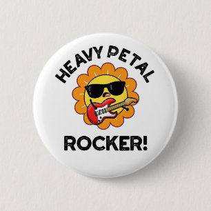 Badge Rond 5 Cm Lourd Petal Rocker Funny Flower Pun