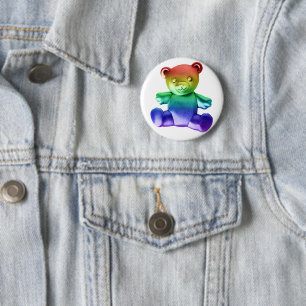 Badge Rond 5 Cm L'ours en peluche en métal brossé SlipperyJoe's dé