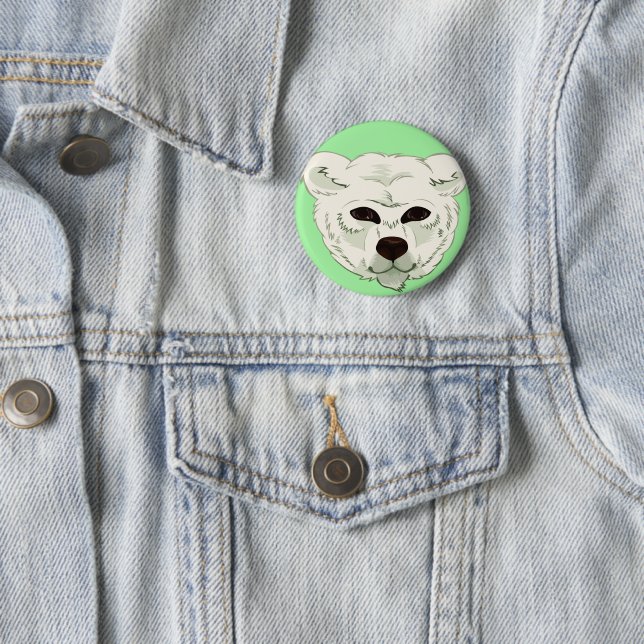 Badge Rond 5 Cm L'ours polaire // Épinglette (En situation)