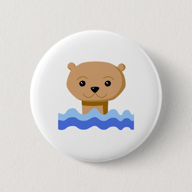Badge Rond 5 Cm Loutre de natation (Devant)