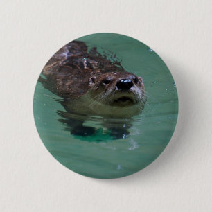 Badge Rond 5 Cm Loutre de rivière nord-américaine