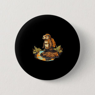 Badge Rond 5 Cm Loutre de rivière randonnée animal extérieur 