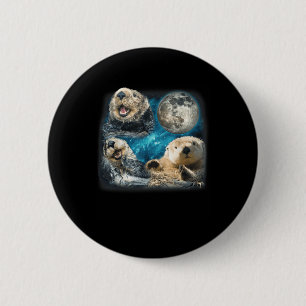 Badge Rond 5 Cm Loutres De Mer Drôle Avec Mème De Lune Animal Pour
