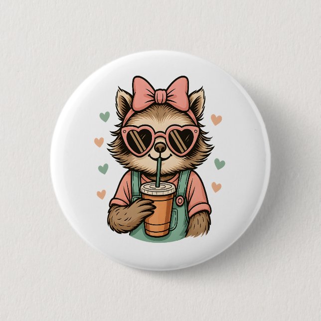 Badge Rond 5 Cm Louveur de café Sloth Girl (Devant)