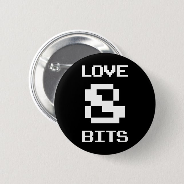 Badge Rond 5 Cm Love 8 bits (Devant & derrière)