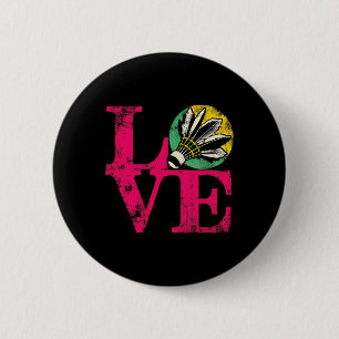 Badge Rond 5 Cm Love Badminton - Vintage Badminton Shuttl