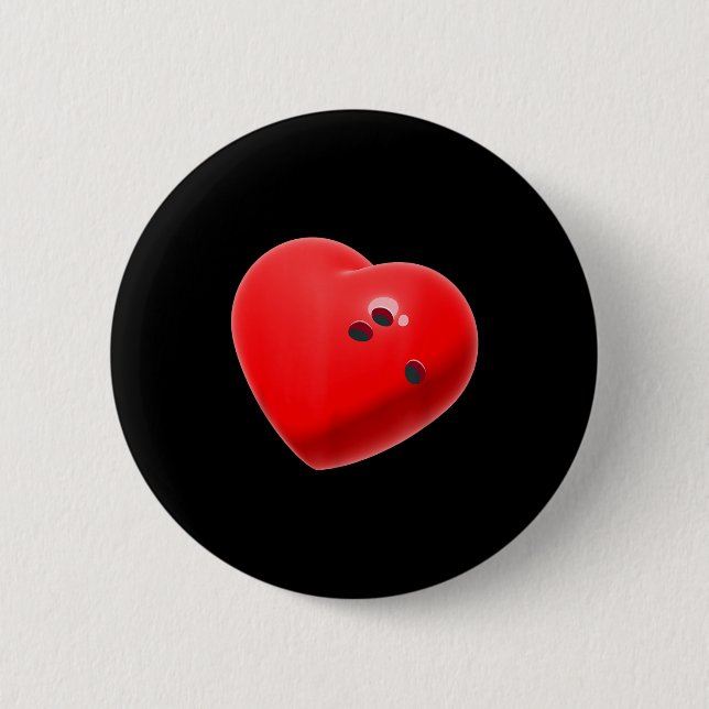 Badge Rond 5 Cm Love Bowling Ball Hearts Bowling Lover Valentine's (Devant)