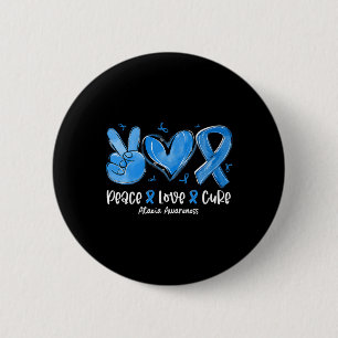 Badge Rond 5 Cm Love Cure Blue Ribbon Ataxia Sensibilisation