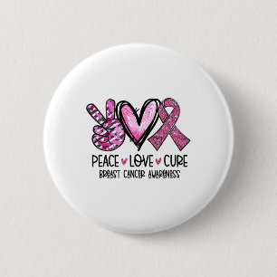 Badge Rond 5 Cm Love Cure Pink Ribbon Cancer Sensibilisation du se