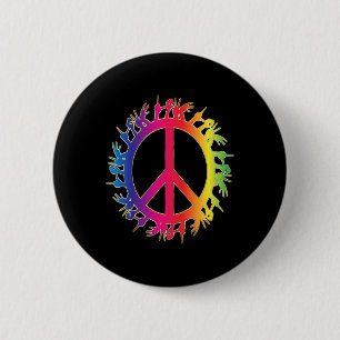 Badge Rond 5 Cm Love Deaf Peace Sign Language Hand Taling Enseigna