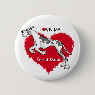 Badge Rond 5 Cm Love Harlequin Great Dane