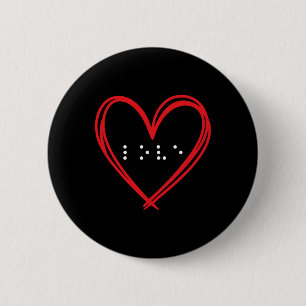 Badge Rond 5 Cm Love Heart Braille Alphabet Braille Langue Braille