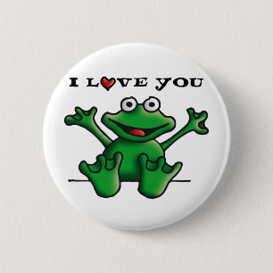 Badge Rond 5 Cm love heart frog