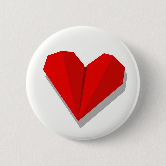 Badge Rond 5 Cm Love Heart Origami Vector Illustration (Devant)