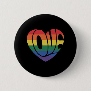 Badge Rond 5 Cm Love Heart rétro les années 70 Super LGBT Rainbow