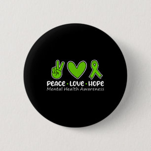 Badge Rond 5 Cm Love Hope Mental Health Awareness Green Ribbon Fun