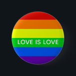 Badge Rond 5 Cm Love is Love Gay Pride LGBTQ Beautiful<br><div class="desc">Bouton à rayures arc-en-ciel gay pride qui dit L'amour est amour. Soutien LGBTQ mignon pour tous vos amis et votre famille gays, lesbiennes, bisexuels, transgenres et pansexuels. Soutenir l'égalité des droits pour tous les êtres humains, quels que soient ceux qu'ils aiment et leur identité sexuelle. Un joli design progressiste pour...</div>