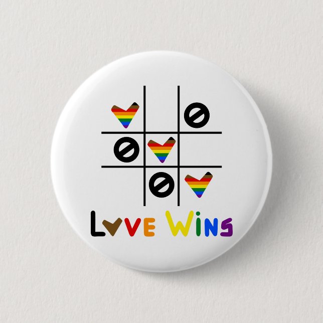 Badge Rond 5 Cm Love Is Love Tic Tac Toe Rainbow Pride Flag LGBTQ+ (Devant)