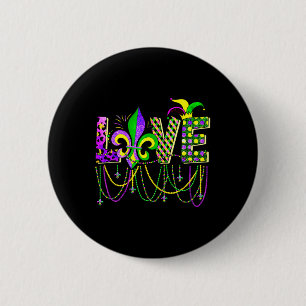 Badge Rond 5 Cm Love Mardi Gras Perles Pour Femmes Funny Carnival